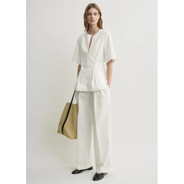 Totême Tailored Cotton Top White - Tops - Scandinavian Minimalist Luxury at Coveti