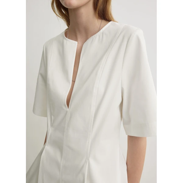 Totême Tailored Cotton Top White - Tops - Scandinavian Minimalist Luxury at Coveti