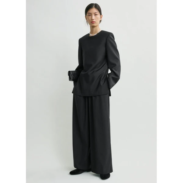 Totême Tailored Dinner Blouse Black - Tops - Scandinavian Minimalist Luxury at Coveti