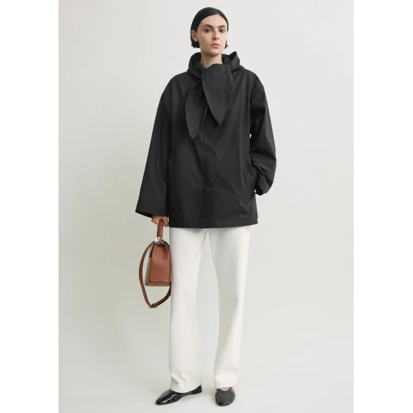 Totême Technical Scarf Jacket Black - Jackets - Scandinavian Minimalist Luxury at Coveti