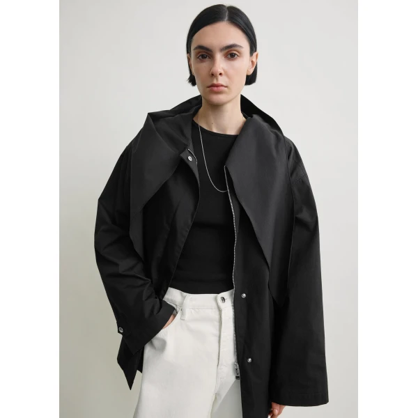 Totême Technical Scarf Jacket Black - Jackets - Scandinavian Minimalist Luxury at Coveti