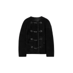 Totême Teddy Shearling Clasp Jacket Black - Jackets - Scandinavian Minimalist Luxury at Coveti
