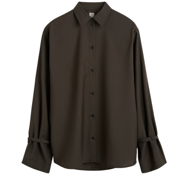 Totême Tie-Cuff Shirt Pepper - Tops - Scandinavian Minimalist Luxury at Coveti