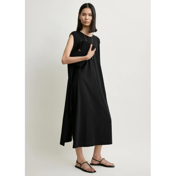 Totême Tie-Waist Jersey Dress Black - Dresses - Scandinavian Minimalist Luxury at Coveti