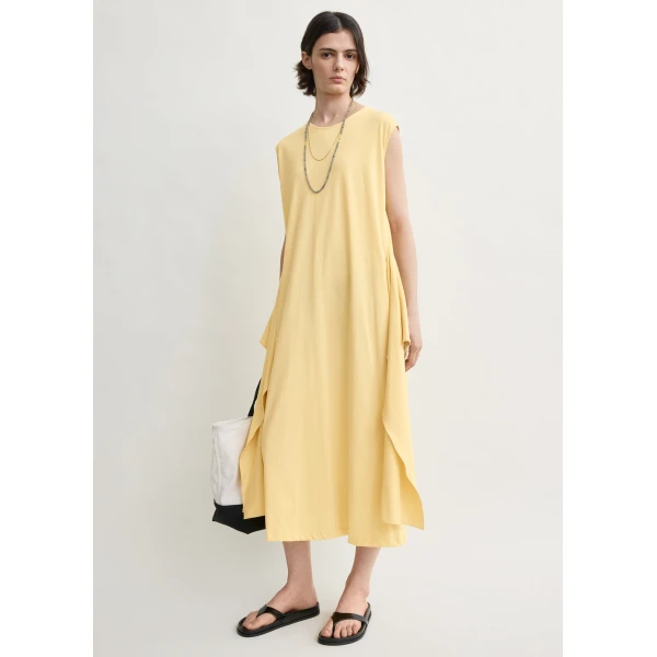 Totême Tie-Waist Jersey Dress Buttercup - Dresses - Scandinavian Minimalist Luxury at Coveti