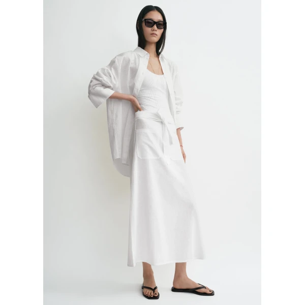 Totême Tie-Waist Skirt White - Skirts - Scandinavian Minimalist Luxury at Coveti