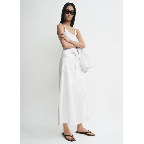 Totême Tie-Waist Skirt White - Skirts - Scandinavian Minimalist Luxury at Coveti