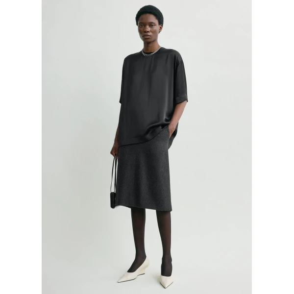 Totême Twill Suit Skirt Charcoal - Skirts - Scandinavian Minimalist Luxury at Coveti