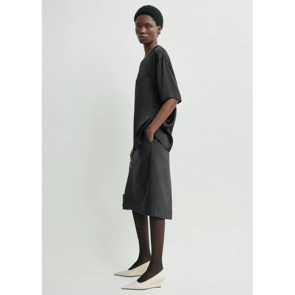 Totême Twill Suit Skirt Charcoal - Skirts - Scandinavian Minimalist Luxury at Coveti