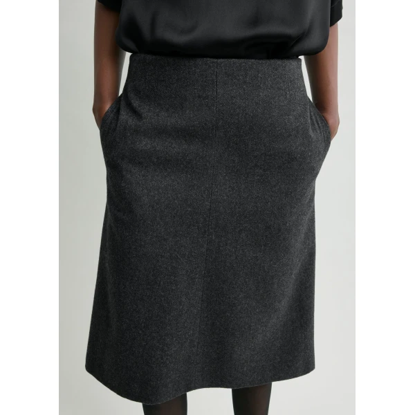 Totême Twill Suit Skirt Charcoal - Skirts - Scandinavian Minimalist Luxury at Coveti