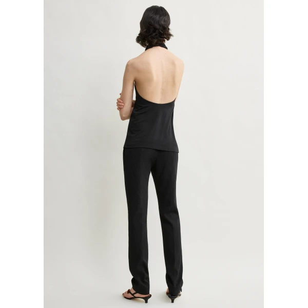 Totême Twisted Jersey Halter Top Black - Tops - Scandinavian Minimalist Luxury at Coveti