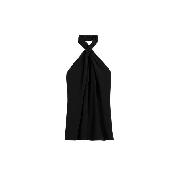Totême Twisted Jersey Halter Top Black - Tops - Scandinavian Minimalist Luxury at Coveti