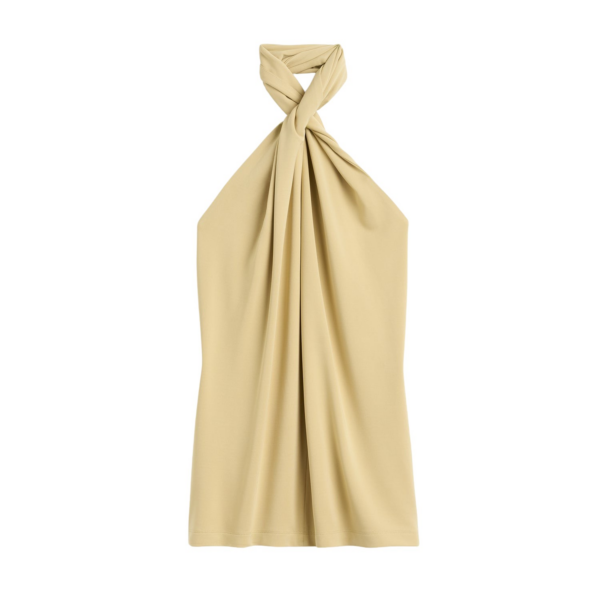 Totême Twisted Jersey Halter Top Chai - Tops - Scandinavian Minimalist Luxury at Coveti