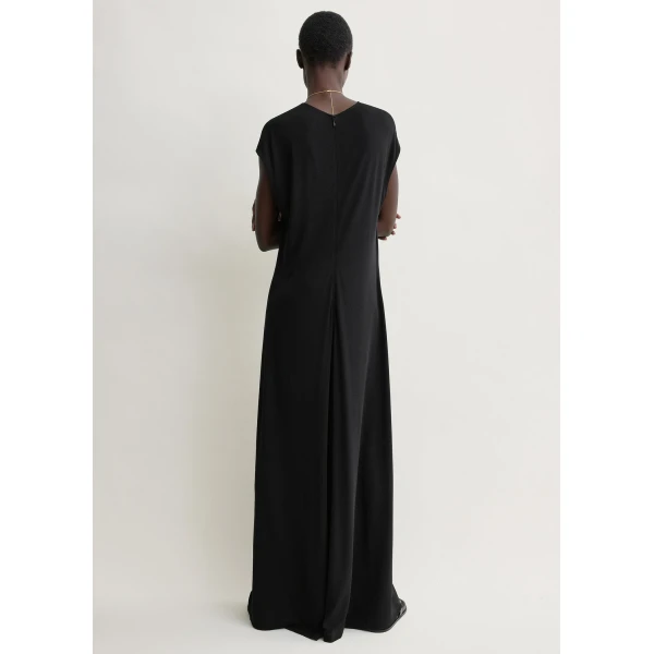 Totême V-Neck Jersey Dress Black - Dresses - Scandinavian Minimalist Luxury at Coveti