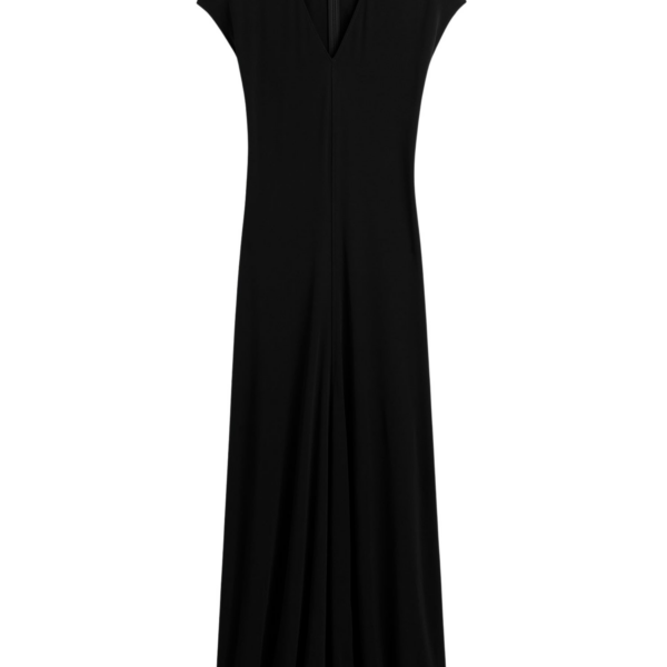Totême V-Neck Jersey Dress Black - Dresses - Scandinavian Minimalist Luxury at Coveti