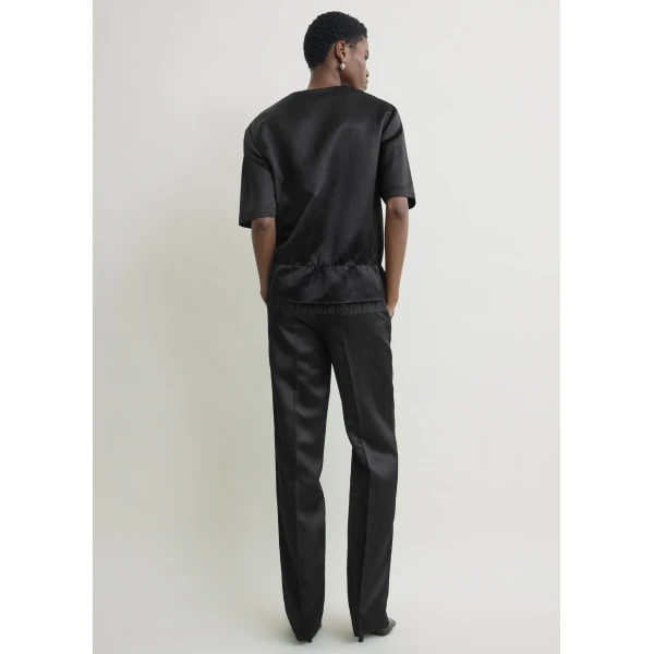 Totême V-Neck Satin Pullover Black - Knitwear - Scandinavian Minimalist Luxury at Coveti