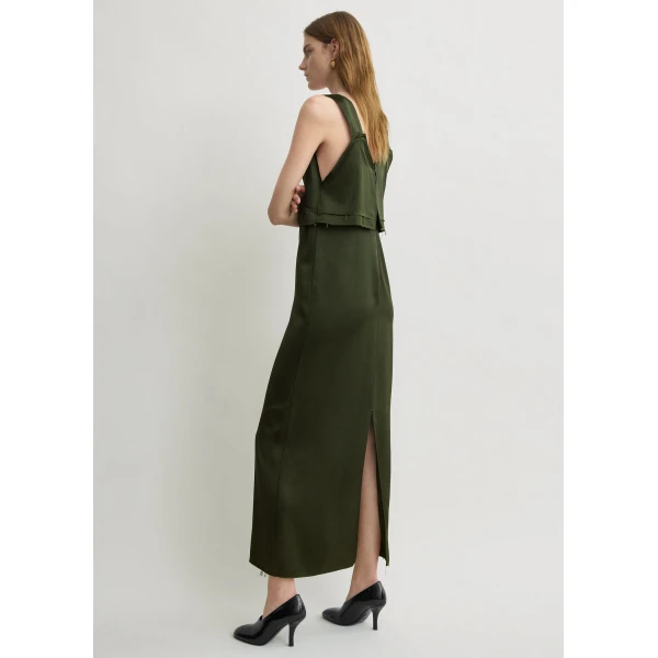 Totême V-Neck Slip Dress Bottle Green - Dresses - Scandinavian Minimalist Luxury at Coveti