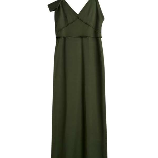 Totême V-Neck Slip Dress Bottle Green - Dresses - Scandinavian Minimalist Luxury at Coveti