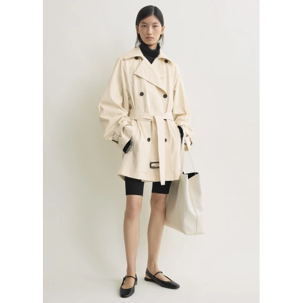Totême Washed Cotton Trench Stone - Coats - Scandinavian Minimalist Luxury at Coveti