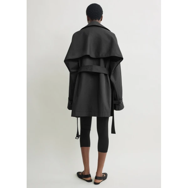 Totême Washed Cotton Trench Washed Black - Coats - Scandinavian Minimalist Luxury at Coveti