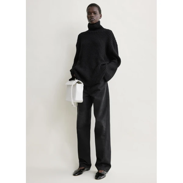 Totême Whipstitch Knit Black - Knitwear - Scandinavian Minimalist Luxury at Coveti
