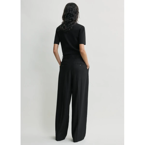 Totême Wide Flannel Trousers Black - Pants - Scandinavian Minimalist Luxury at Coveti