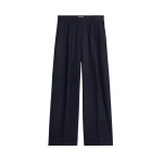 Totême Wide Flannel Trousers Navy - Pants - Scandinavian Minimalist Luxury at Coveti