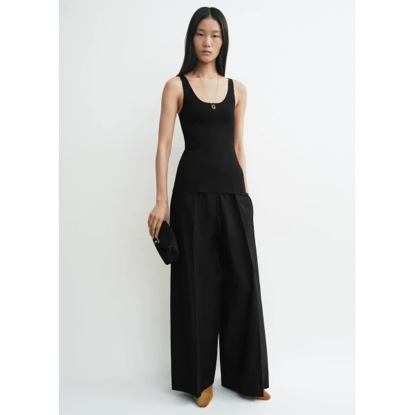 Totême Wide Summer Trousers Black - Pants - Scandinavian Minimalist Luxury at Coveti