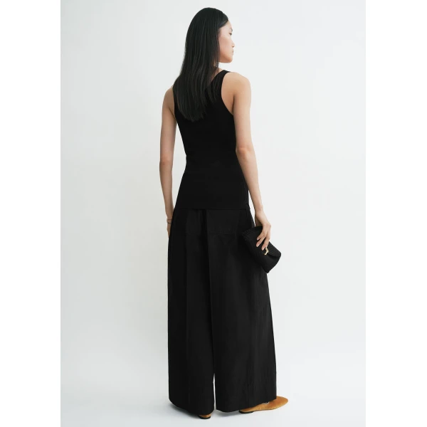 Totême Wide Summer Trousers Black - Pants - Scandinavian Minimalist Luxury at Coveti