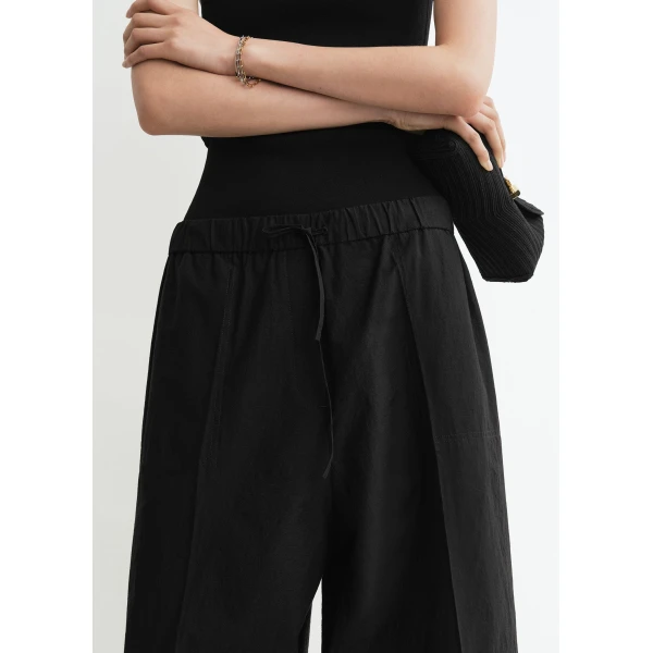 Totême Wide Summer Trousers Black - Pants - Scandinavian Minimalist Luxury at Coveti
