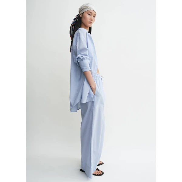 Totême Wide Summer Trousers Sky - Pants - Scandinavian Minimalist Luxury at Coveti