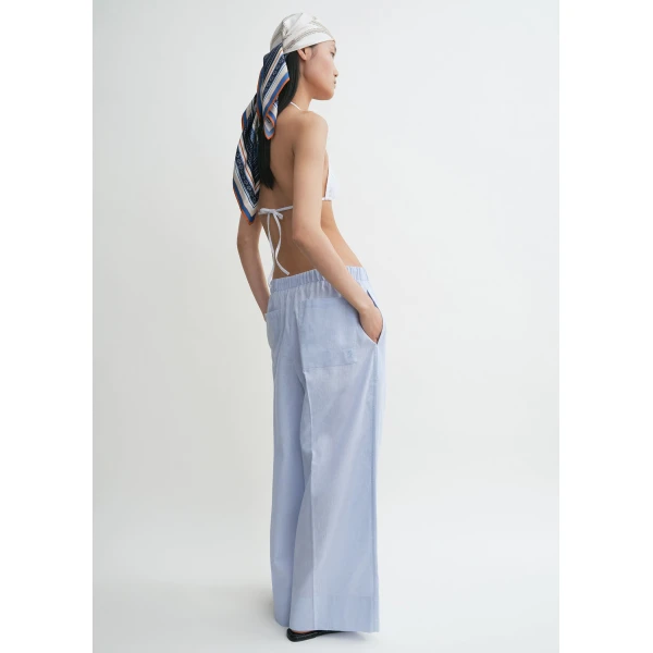 Totême Wide Summer Trousers Sky - Pants - Scandinavian Minimalist Luxury at Coveti