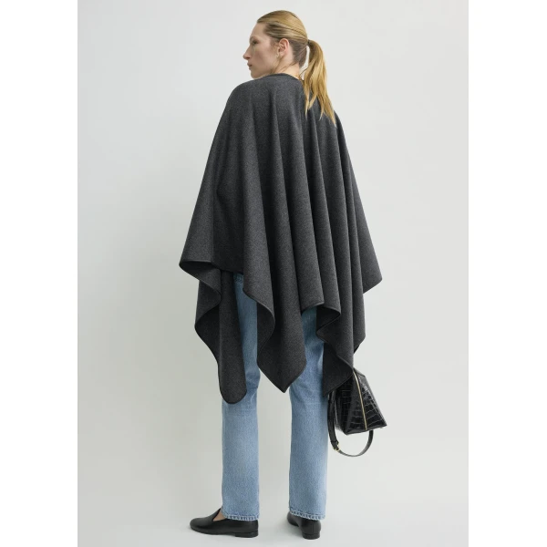 Totême Winter Flannel Cape Charcoal - Knitwear - Scandinavian Minimalist Luxury at Coveti