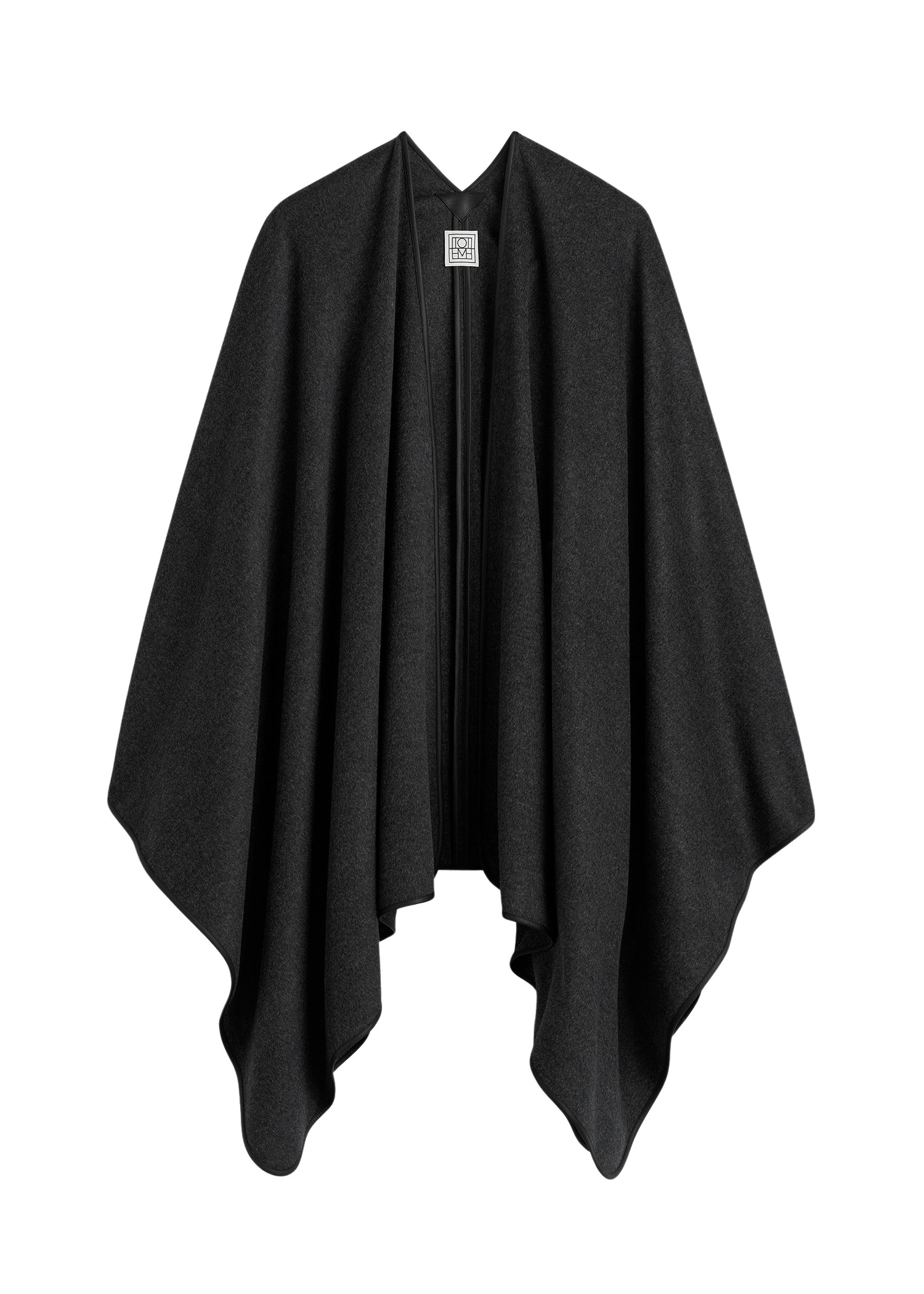 Toteme-Winter-Flannel-Cape-Charcoal25171_nobg Totême Winter Flannel Cape Charcoal - Knitwear - Scandinavian Minimalist Luxury at Coveti