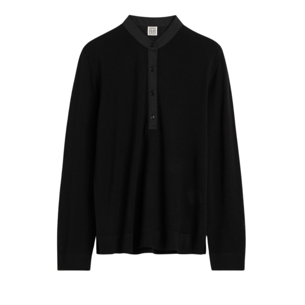 Totême Wool Silk Knit Black - Knitwear - Scandinavian Minimalist Luxury at Coveti