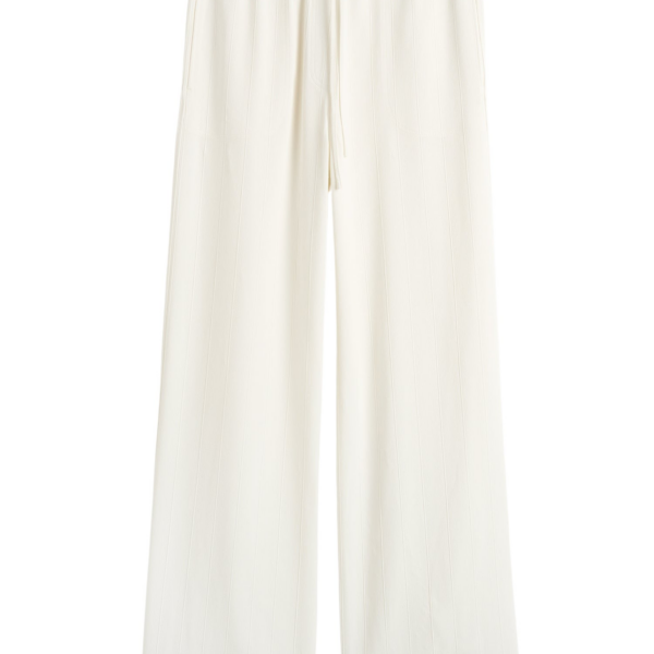 Totême Woven Stripe Drawstring Trousers Meringue - Pants - Scandinavian Minimalist Luxury at Coveti