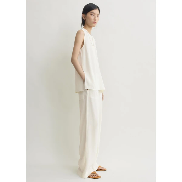 Totême Woven Stripe Top Meringue - Tops - Scandinavian Minimalist Luxury at Coveti