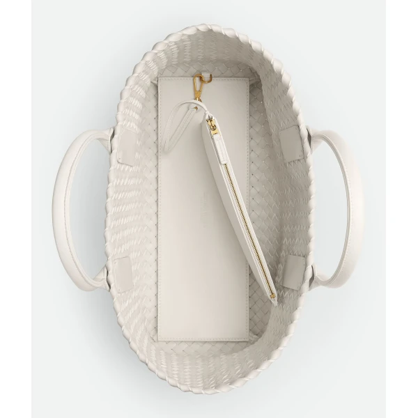 Khaite Small Cabat in White - White Totes & Top-Handle Bags - The Lotus Tote Bag - Shop at Coveti