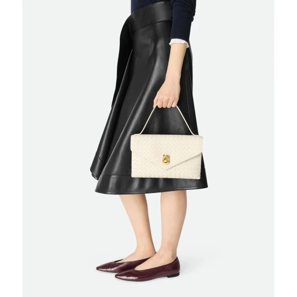 Khaite Women's Knot Lock in Sea salt - White Clutch Bags - The Lotus Tote Bag - Shop at Coveti