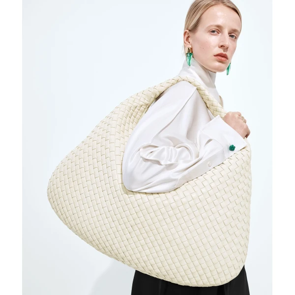 Khaite Women's Maxi Veneta in Sea salt - White Shoulder & Crossbody Bags - The Lotus Tote Bag - Shop at Coveti