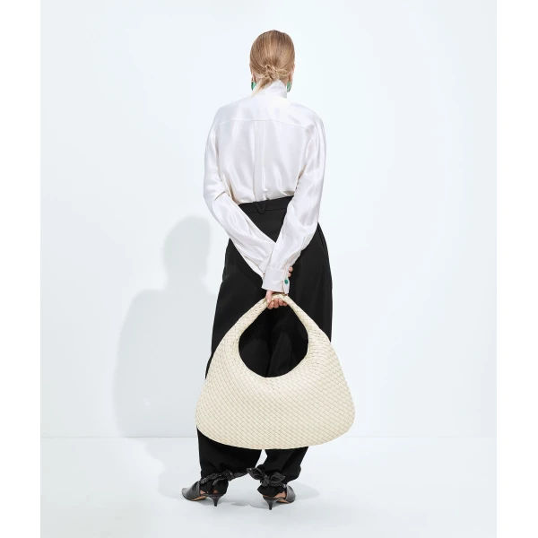 Khaite Women's Maxi Veneta in Sea salt - White Shoulder & Crossbody Bags - The Lotus Tote Bag - Shop at Coveti