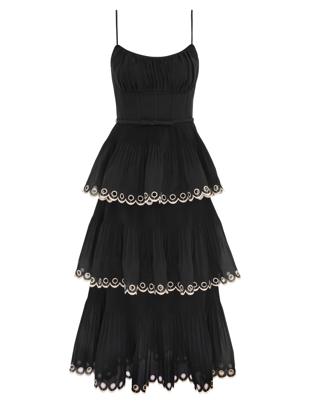 Zimmermann Embroidered Tiered Midi Dress