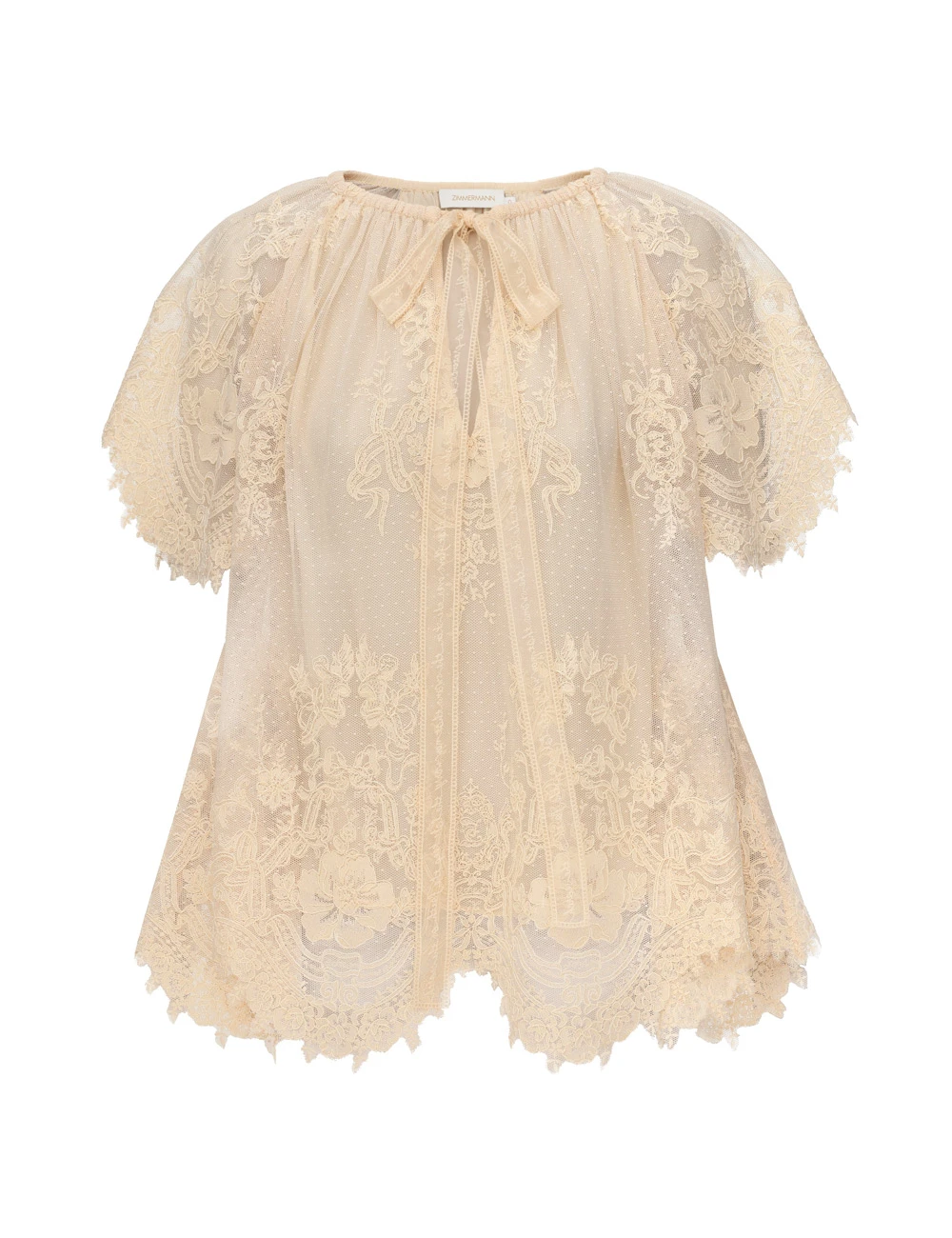 Zimmermann Luna Lace Flutter Blouse | Ready to Wear Collection Coveti Elevate your elegance in this Zimmermann Tops available now at Coveti