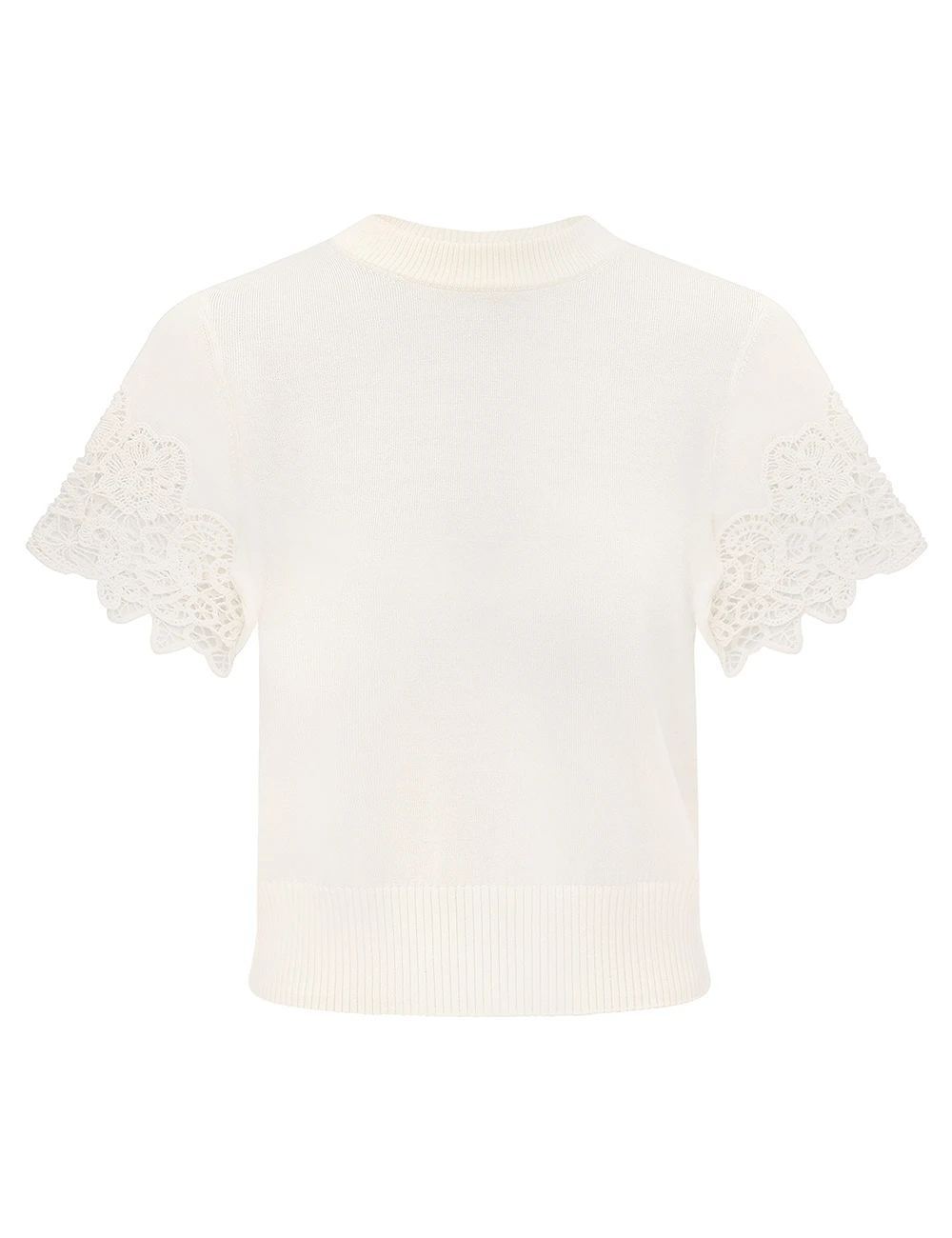 Zimmermann Luna Merino Lace Tee | Ready to Wear Collection Coveti Elevate your elegance in this Zimmermann Tops available now at Coveti