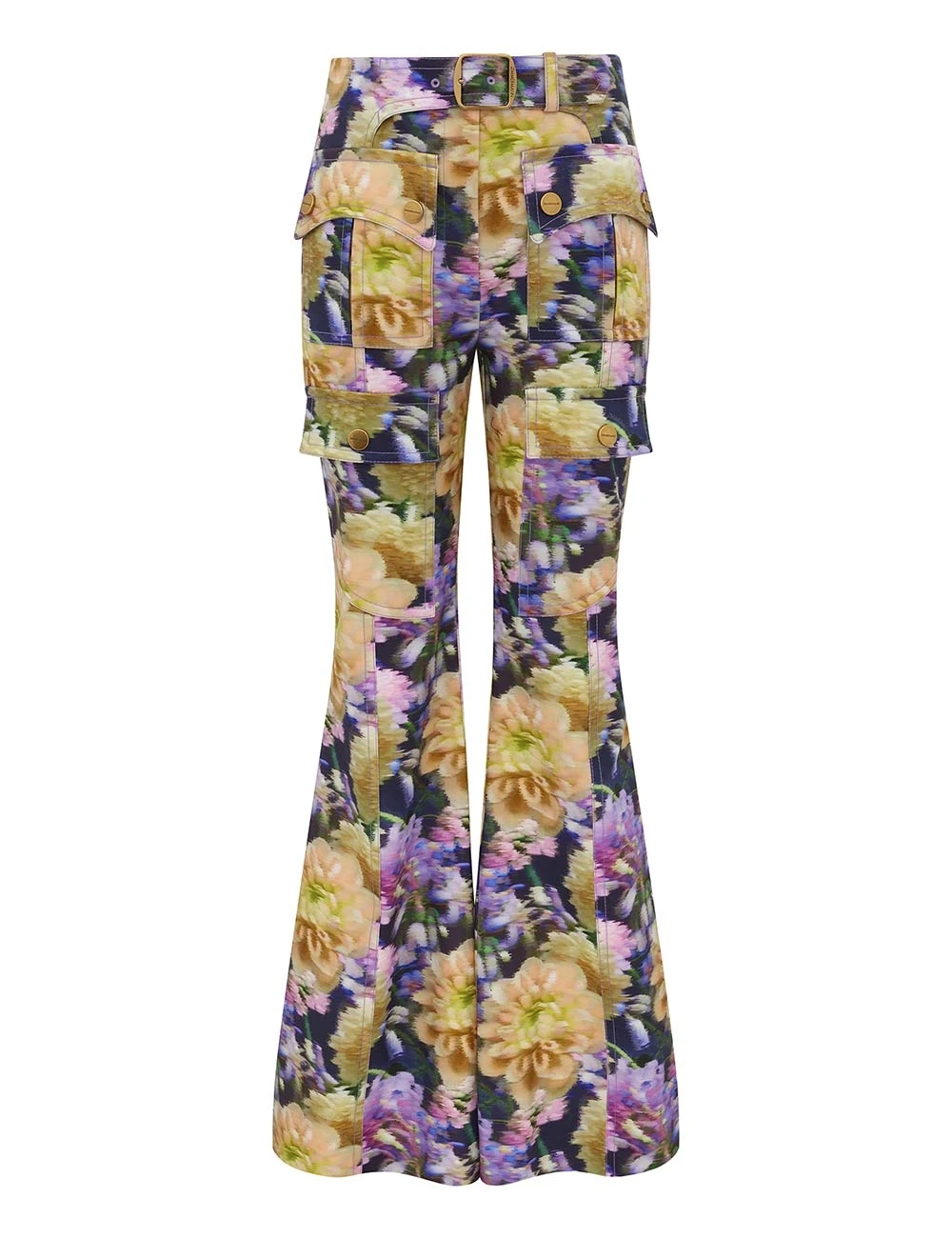 Zimmermann Luna Printed Drill Flare Pant | Ready to Wear Collection Coveti Elevate your elegance in this Zimmermann Pants available now at Coveti