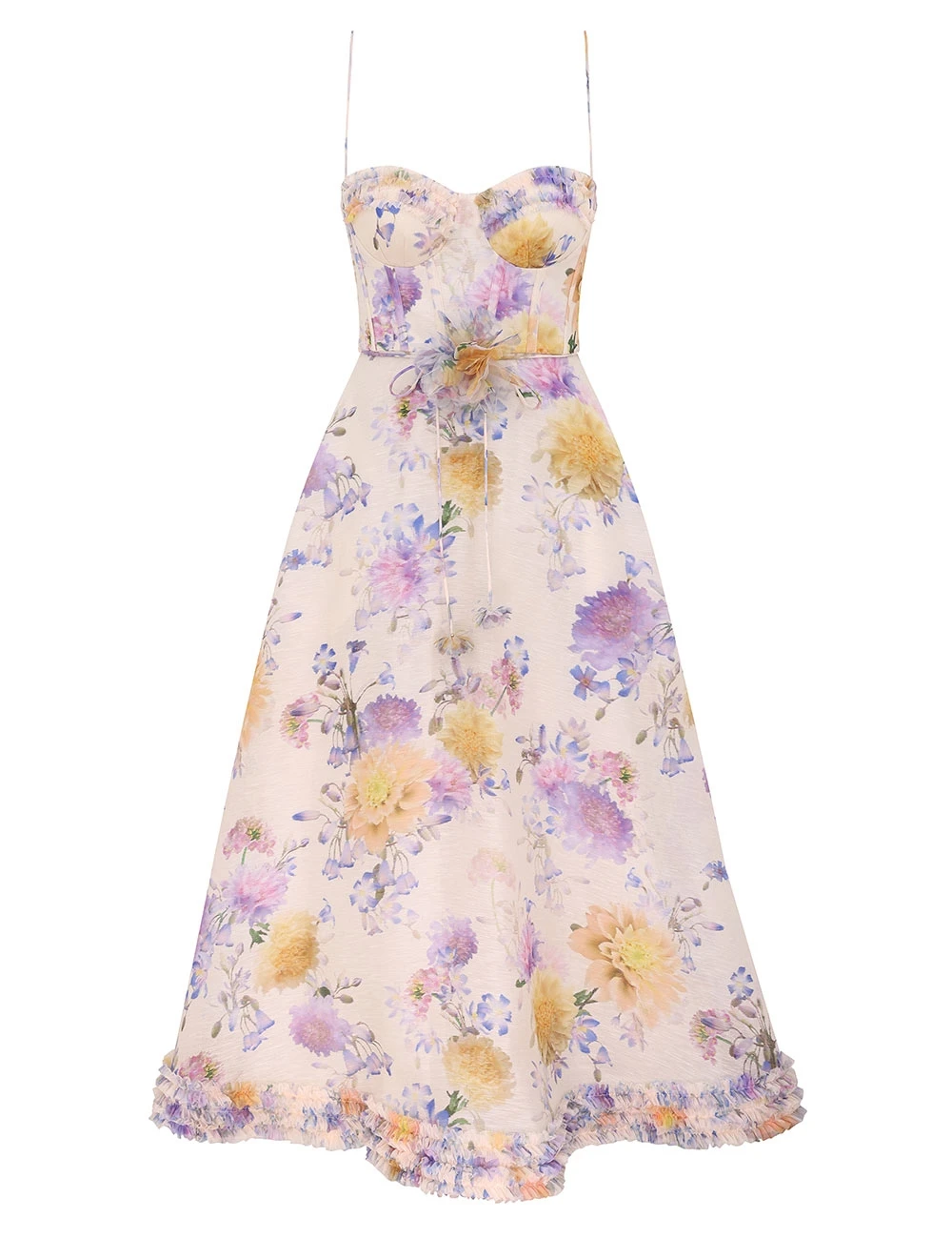 Zimmermann Luna Ruffle Midi Dress | Ready to Wear Collection Coveti Elevate your elegance in this Zimmermann Dresses available now at Coveti