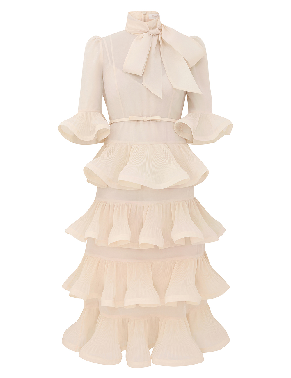 Zimmermann Pleated Sleeved Midi Dress