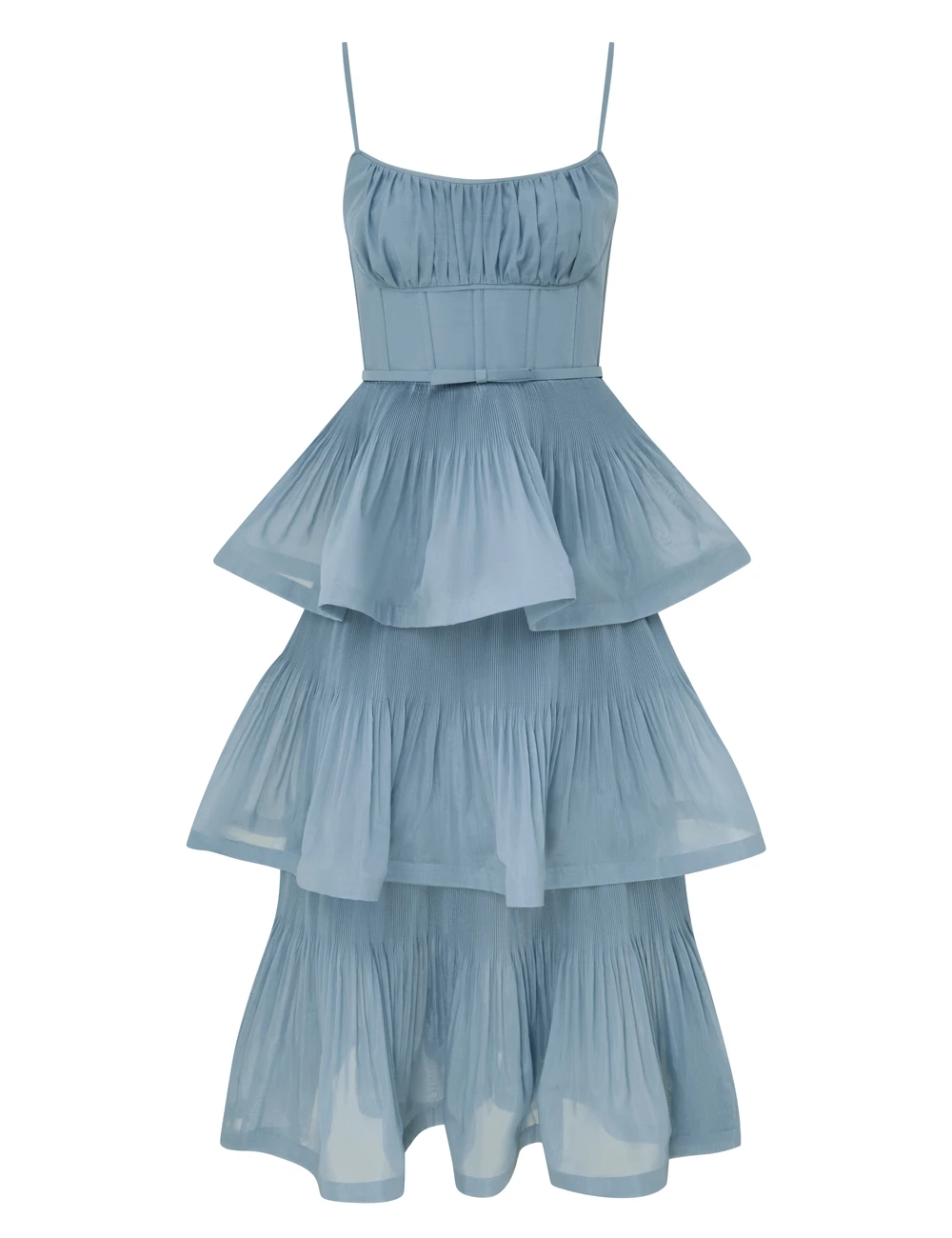 Zimmermann Pleated Tiered Midi Dress | Ready to Wear Collection Coveti Elevate your elegance in this Zimmermann Dresses available now at Coveti