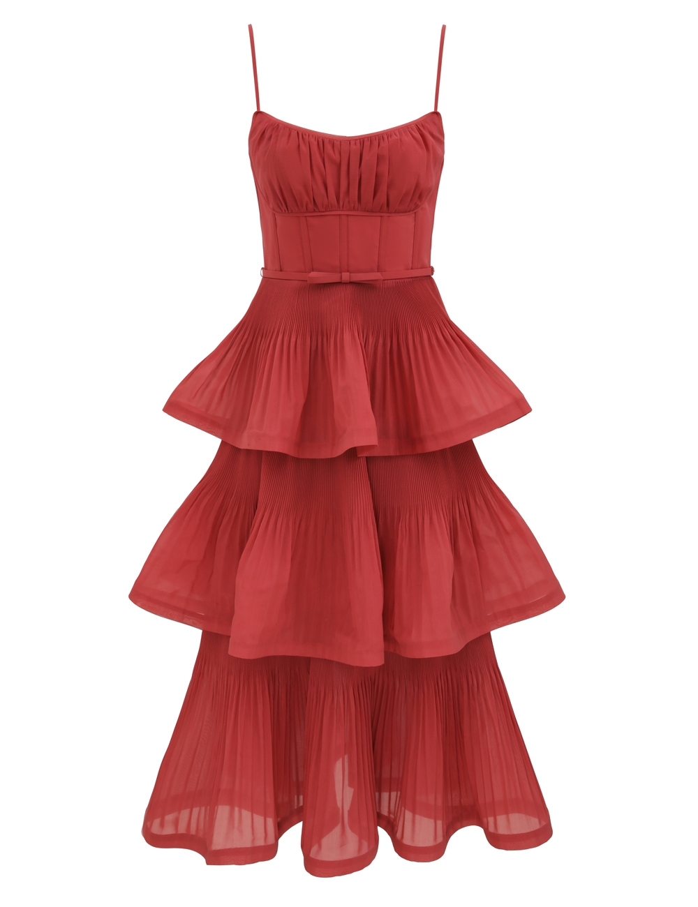 Zimmermann Pleated Tiered Midi Dress