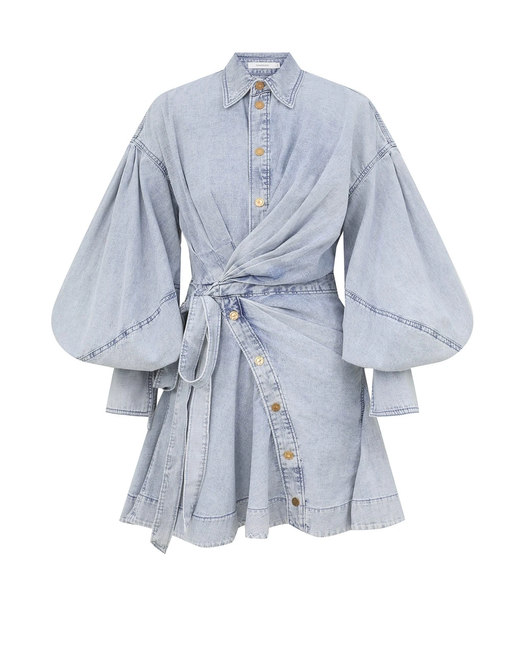 Zimmermann Rebellion Denim Wrap Mini | Ready to Wear Collection Coveti Elevate your elegance in this Zimmermann Pants available now at Coveti